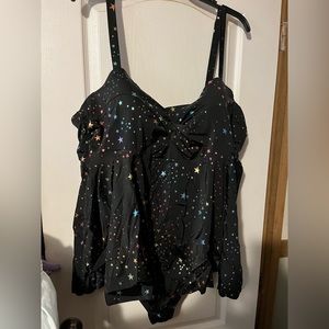 Torrid Black with Stars one piece Swim Suit, size 5